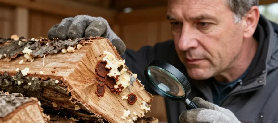 merule sur bois de chauffage